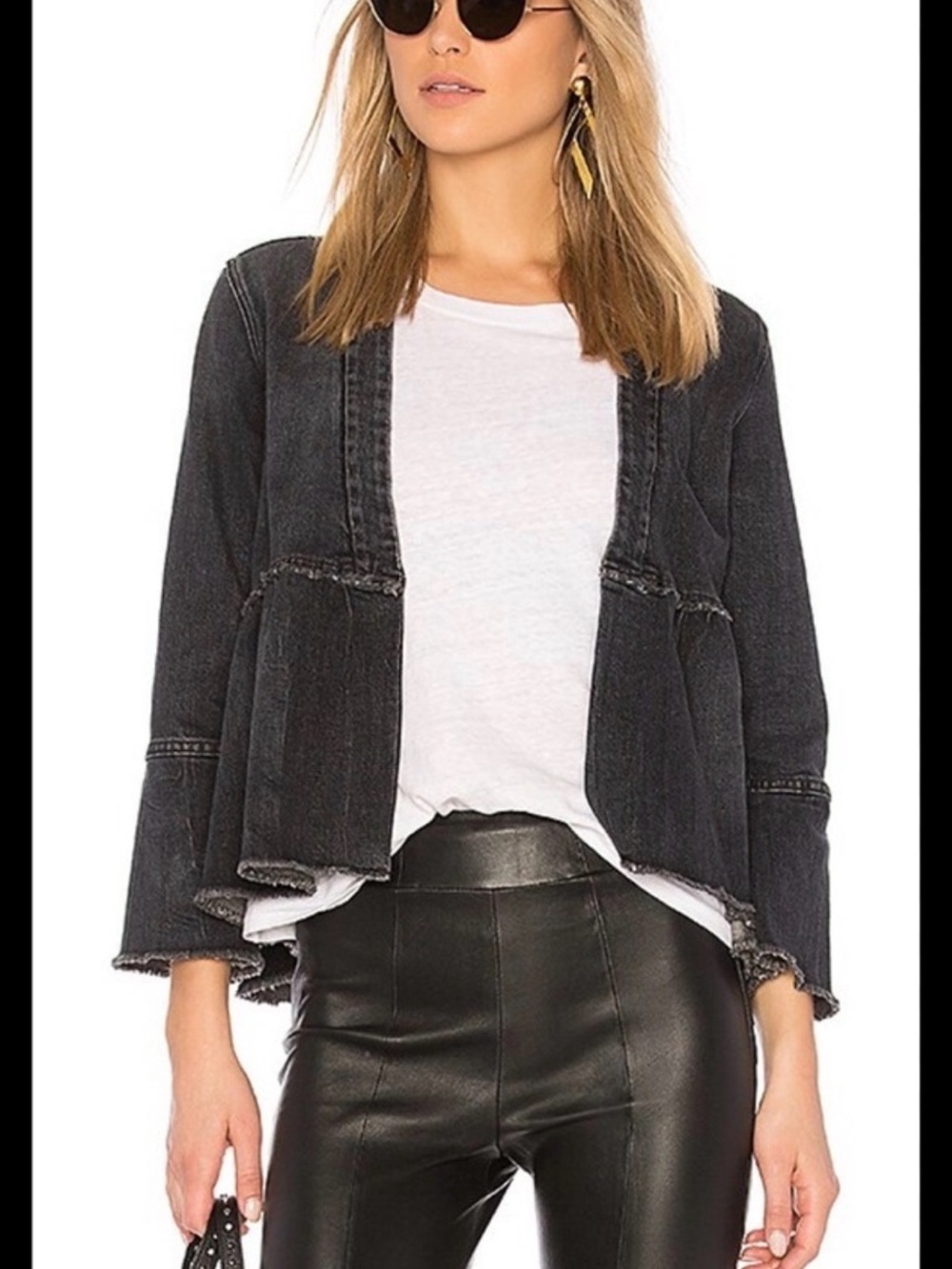 AMO Flounce Jacket Paloma washed black denim XS